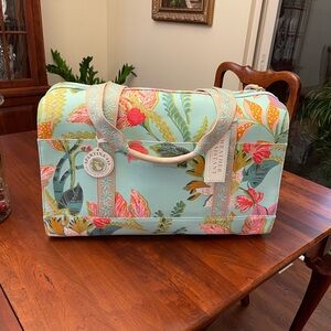 NWT Spartina Duffle Queenie Tropical Floral Sea Foam
